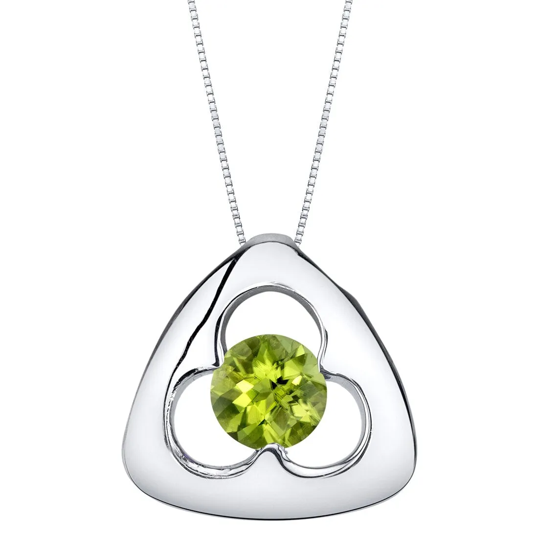 Peridot Pendant Sterling Silver Round Shape 1 Carat