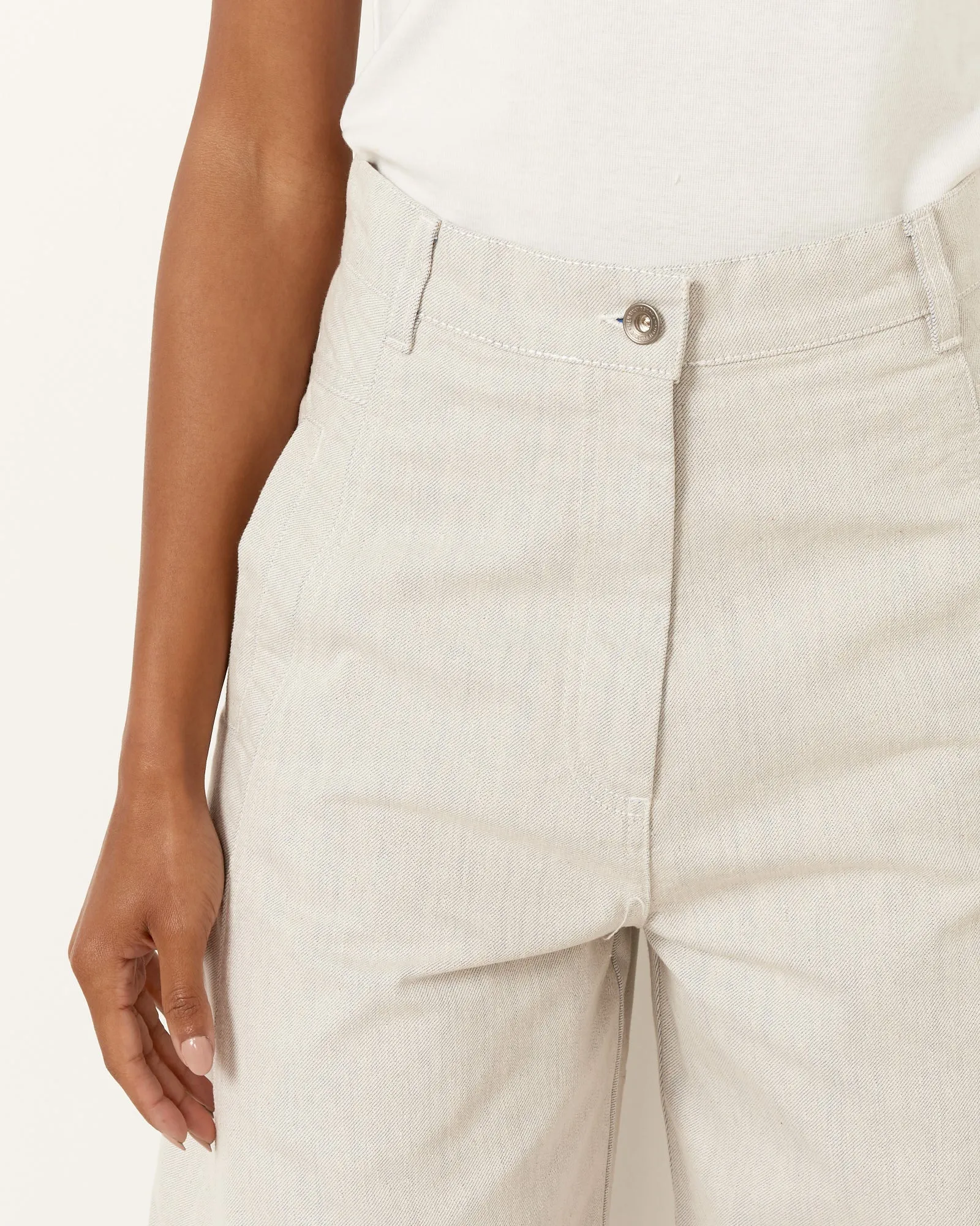 Post Denim Pant in White/Blue