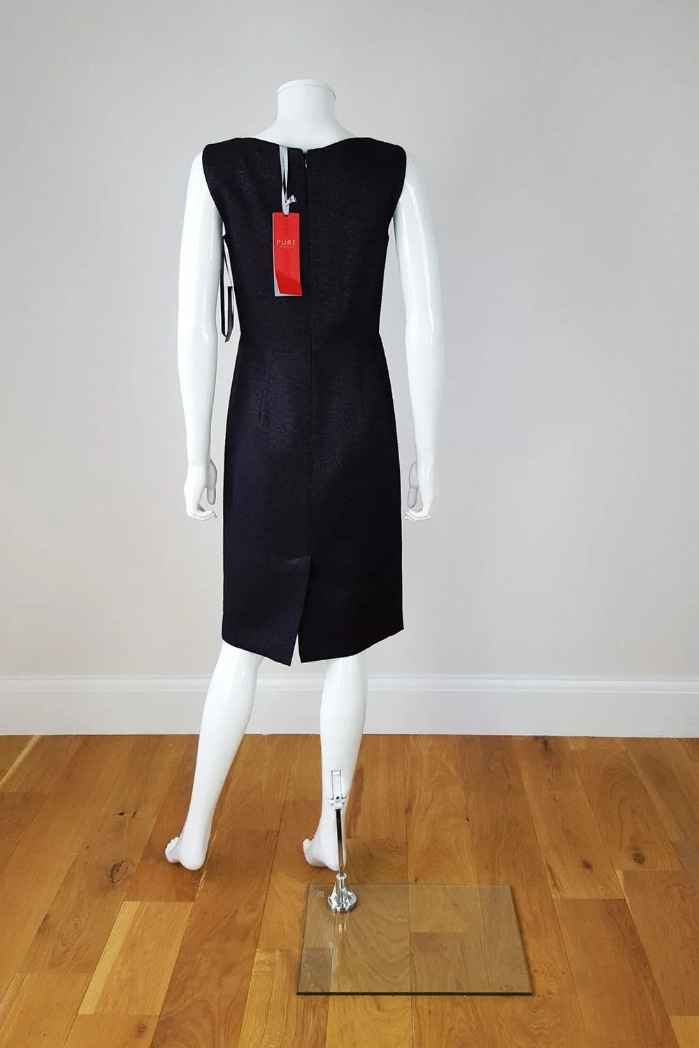 PURE COLLECTION Tulip Black Sleeveless Shift Dress (UK 8)