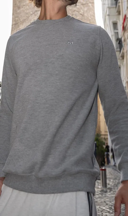 QL Round Collar Longline Sweatshirt in Grey