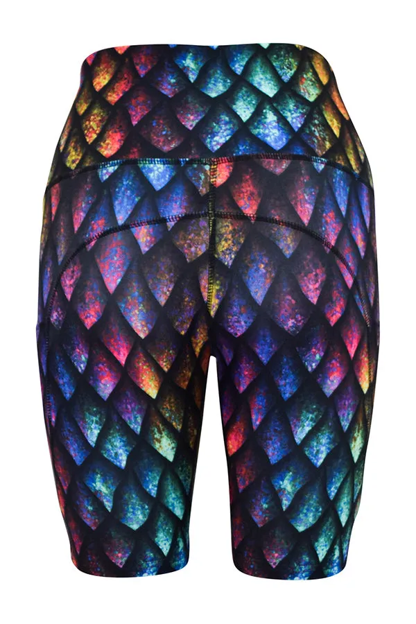 Rainbow Dragon Scales Shorts   Pockets