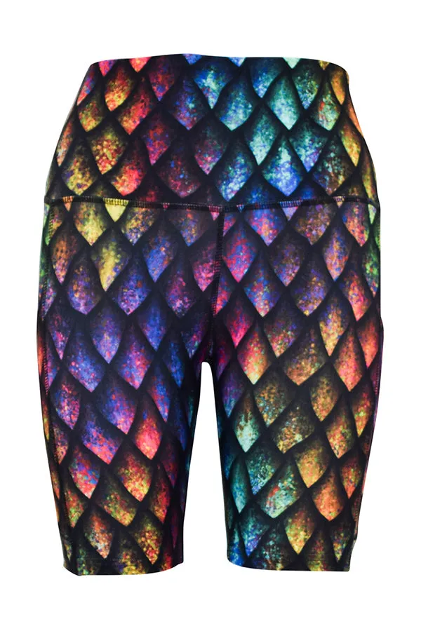 Rainbow Dragon Scales Shorts   Pockets