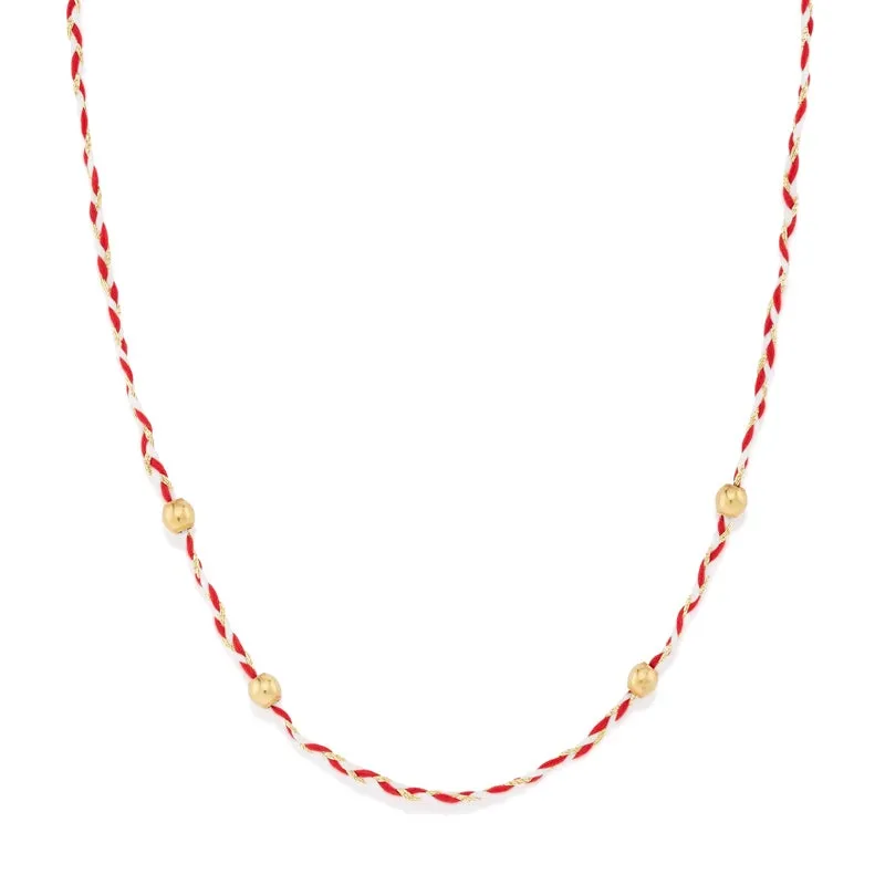 Red   White Precious Threads Necklace