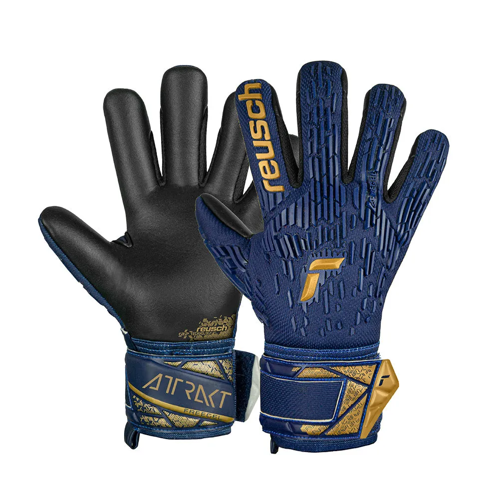 Reusch Attrakt Freegel Silver Junior GK Gloves (Blue/Gold/Black)