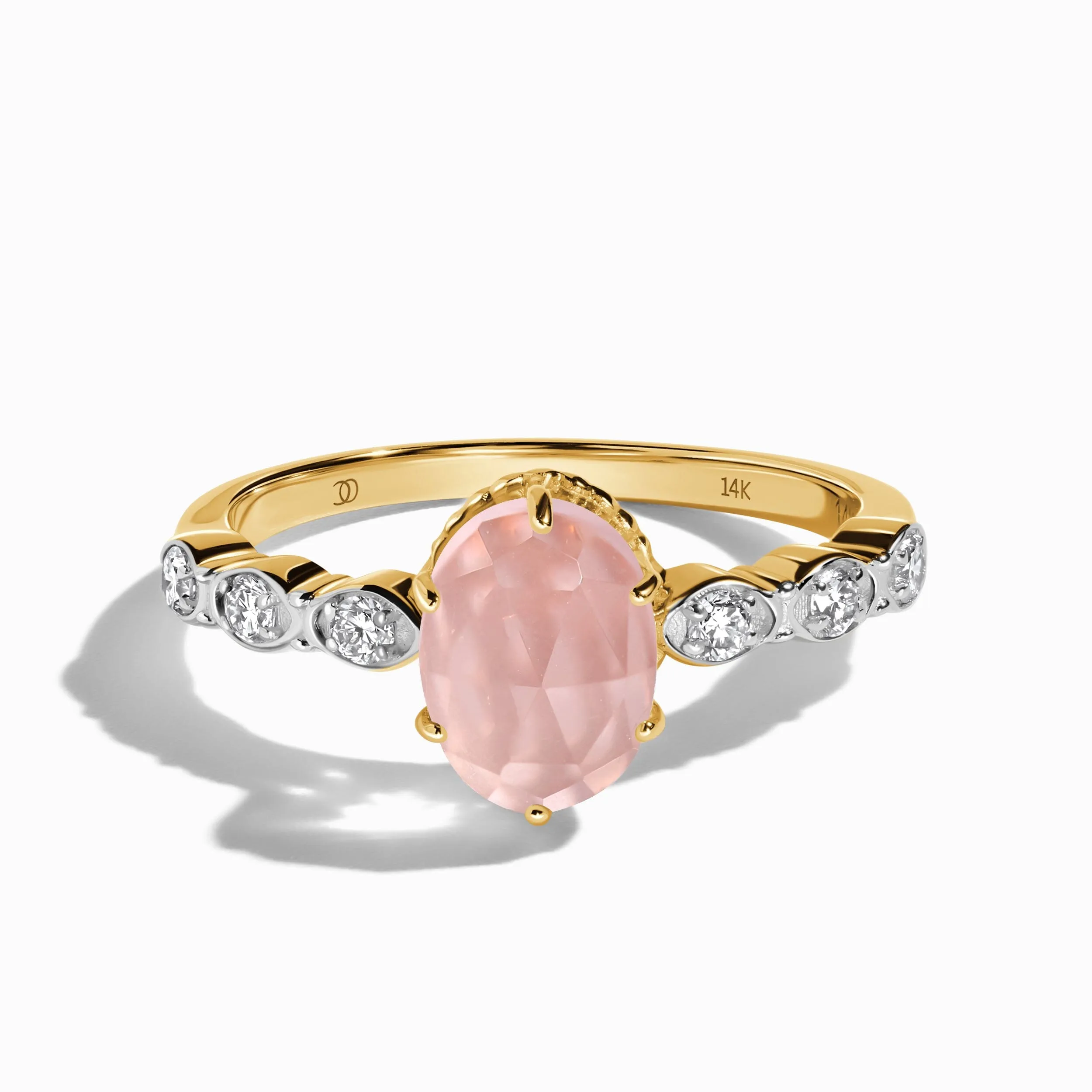 Rose Quartz Lab Diamond Ring - Mirth