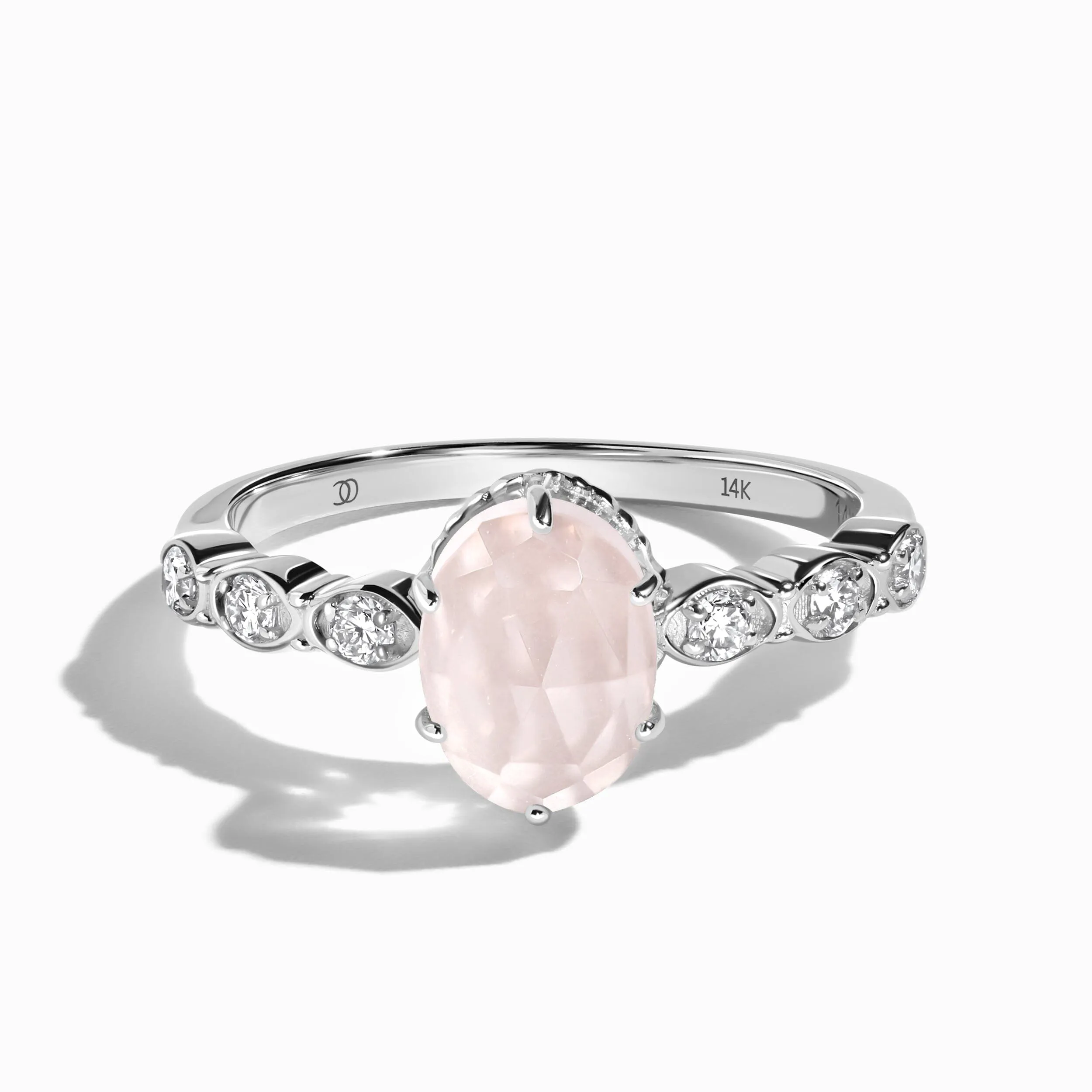 Rose Quartz Lab Diamond Ring - Mirth