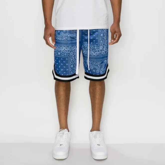 Royal Blue Bandanna Basketball Shorts - JS17