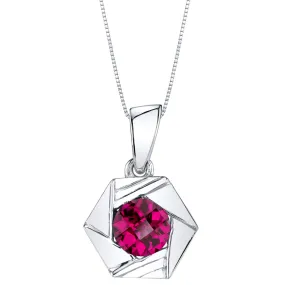 Ruby Pendant Sterling Silver Round Shape 1.25 Carats