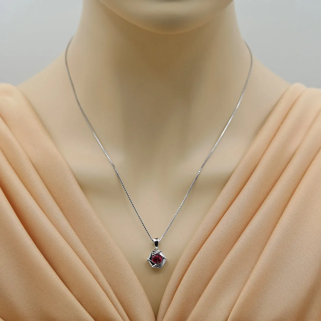 Ruby Pendant Sterling Silver Round Shape 1.25 Carats