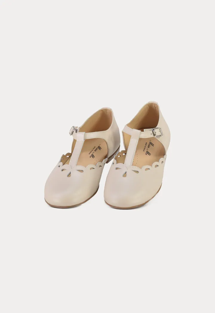 Scalloped T-Bar Flat Shoes