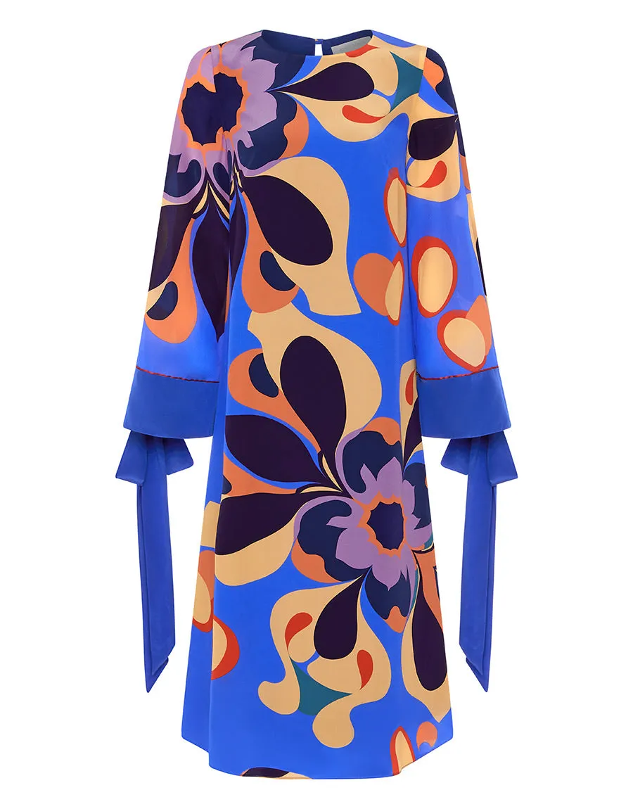 Seraphina Crepe Midi Dress - Seventies Blue - SALE