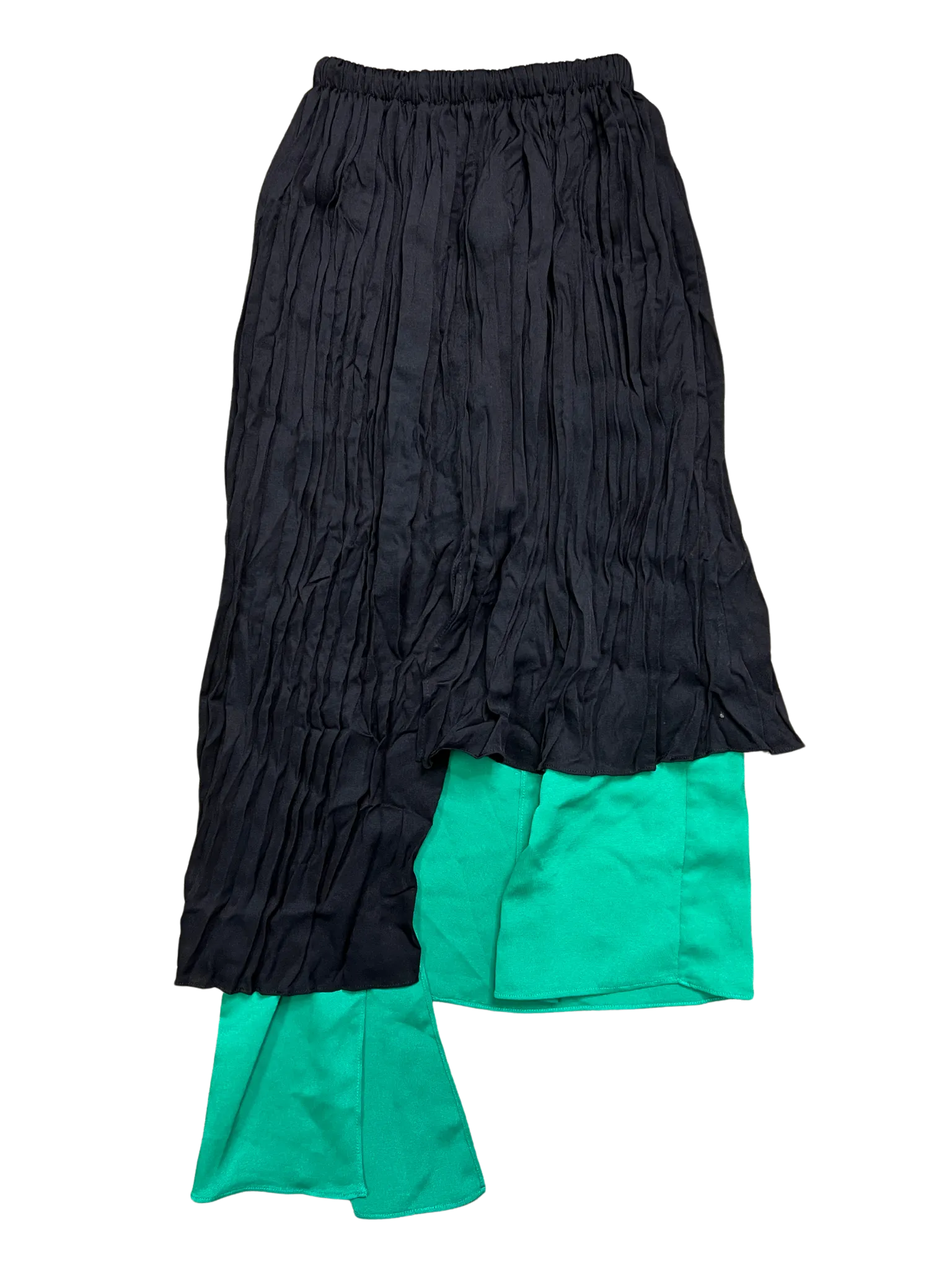 Size XS - Black and Green Asymmetrical Skirt