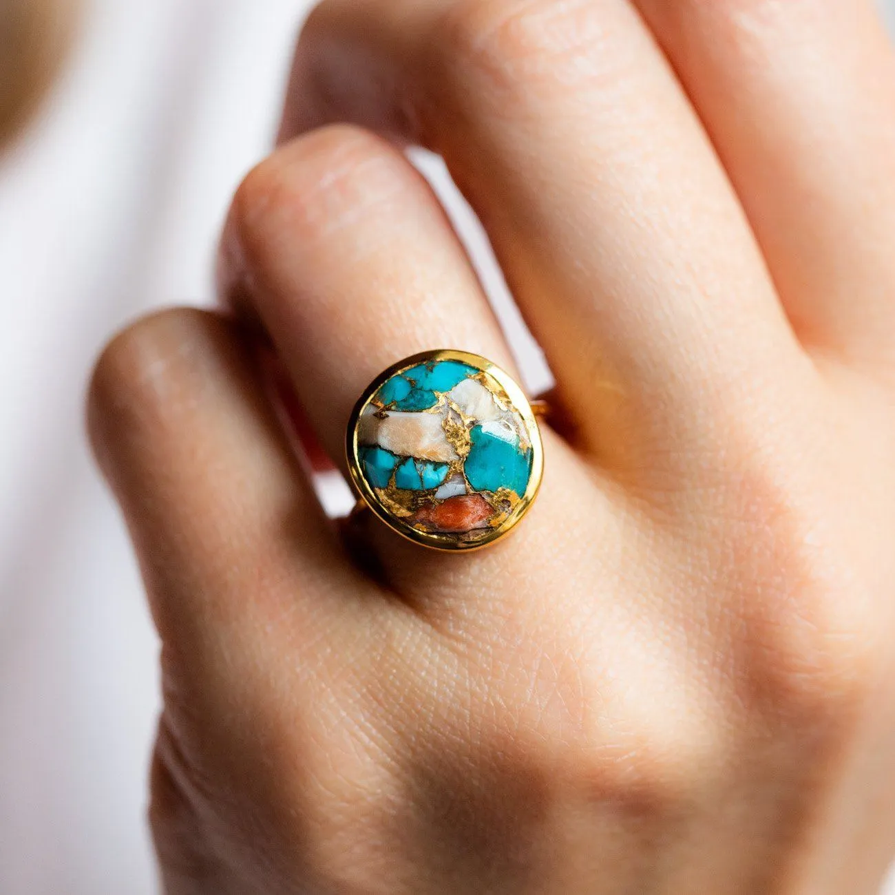 Statement Oyster Turquoise Ring