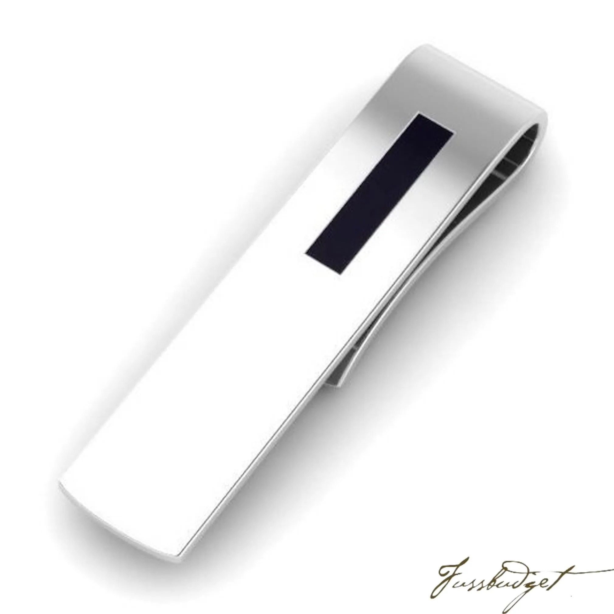 Sterling Silver Rectangle Black Enamel Tie Pin