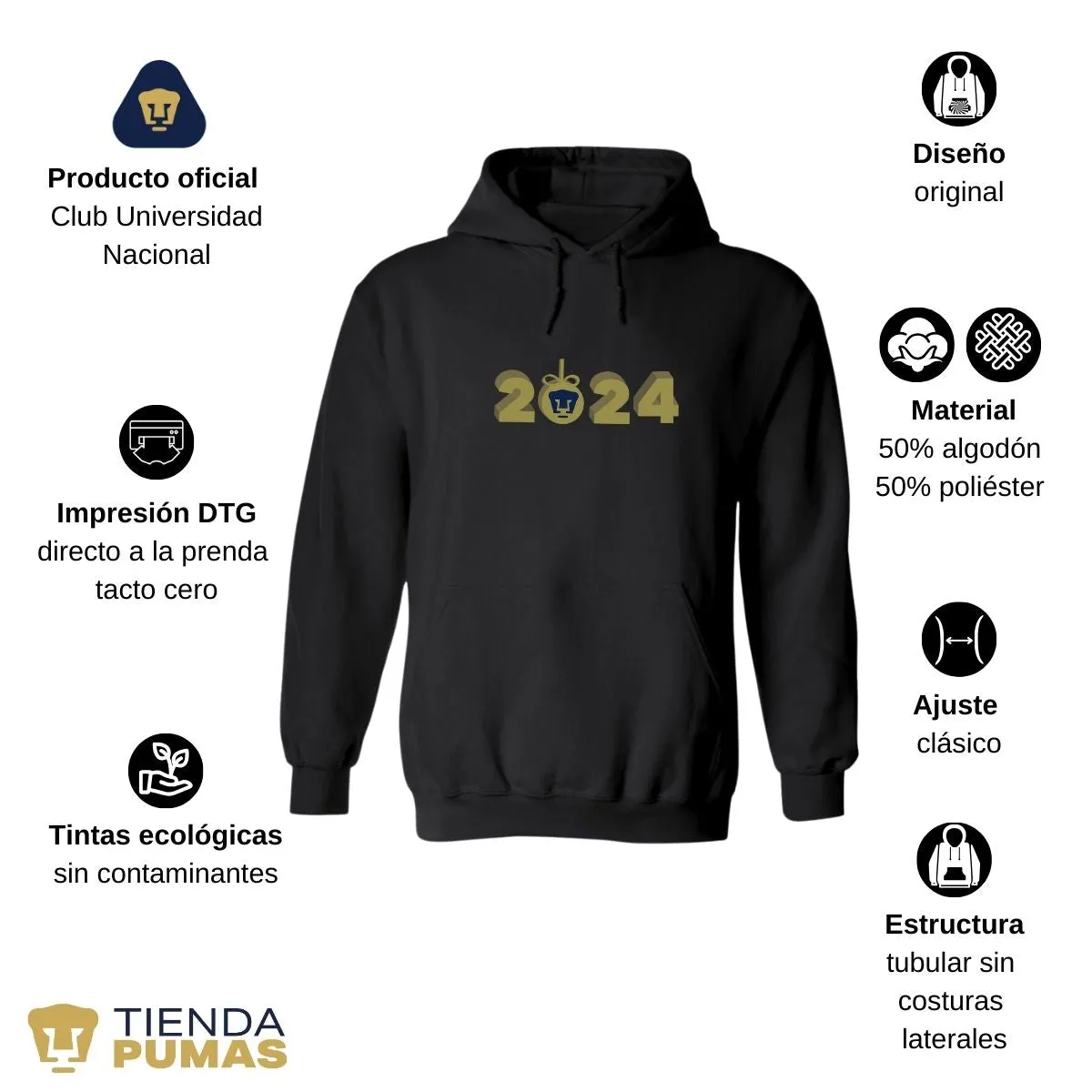 Sudadera Hombre Hoodie Pumas UNAM Ao Nuevo