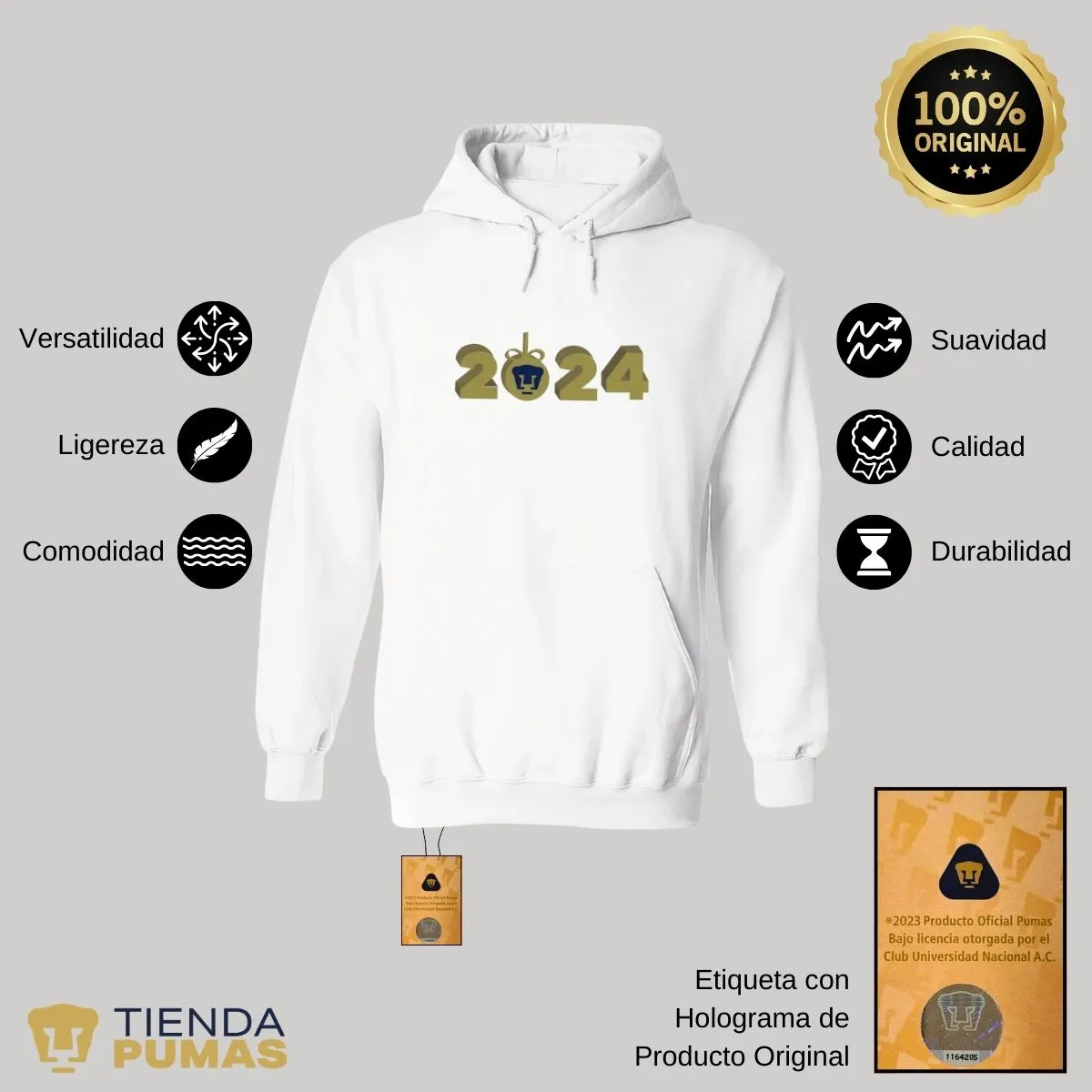 Sudadera Hombre Hoodie Pumas UNAM Ao Nuevo