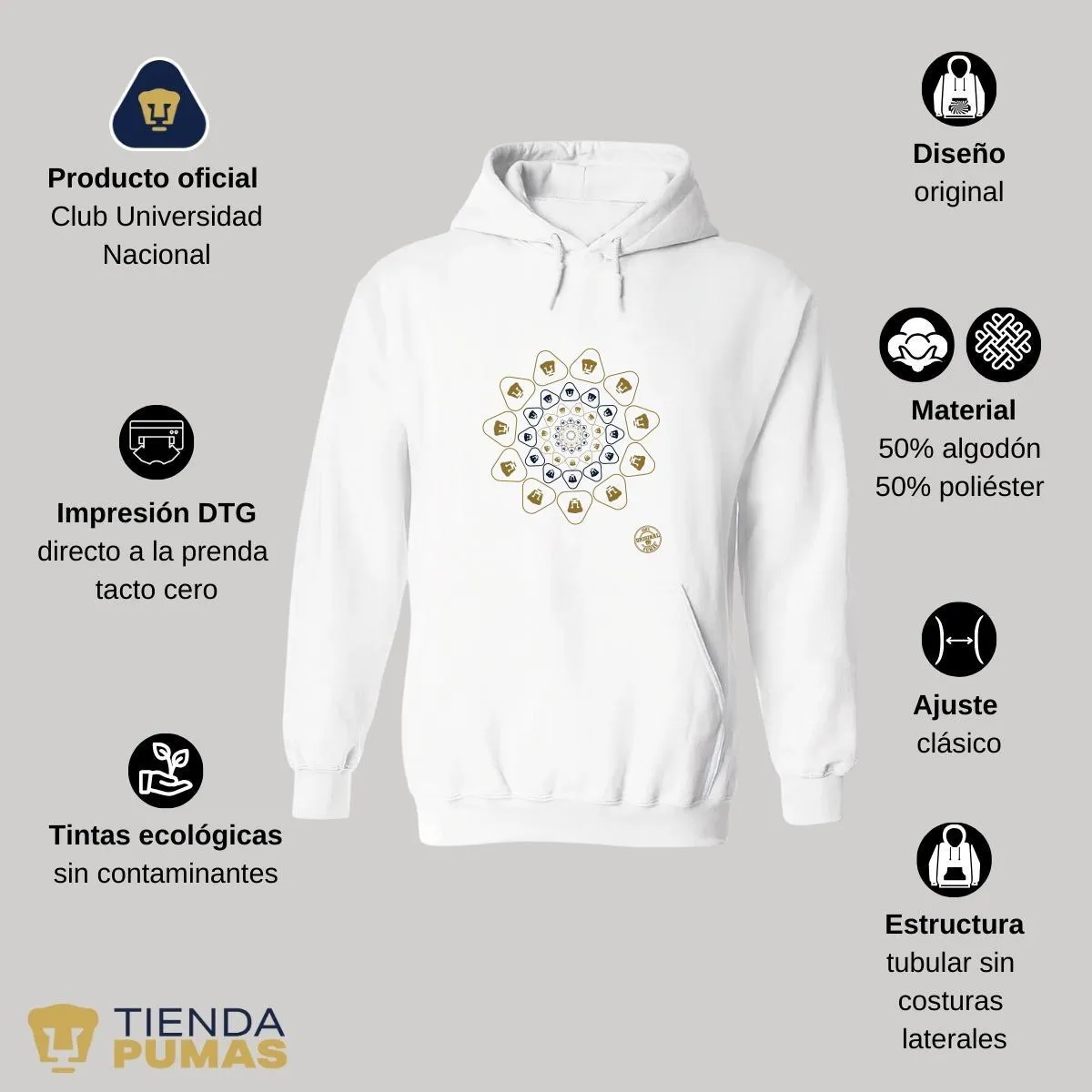 Sudadera Mujer Hoodie  Pumas UNAM Flor