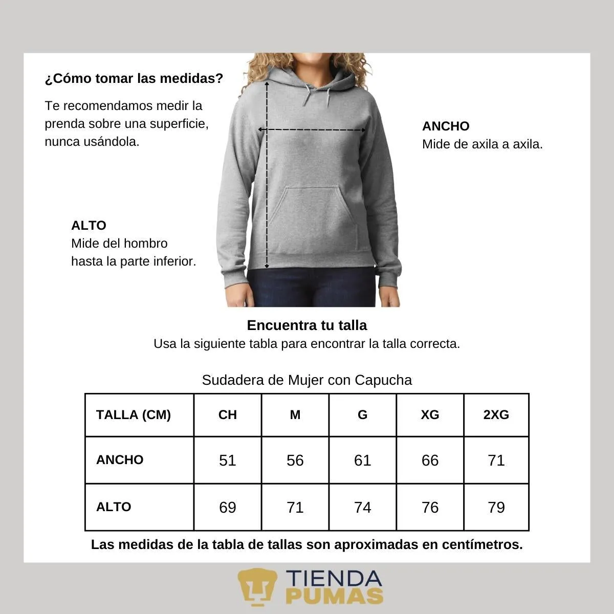 Sudadera Mujer Hoodie  Pumas UNAM Goya Universidad