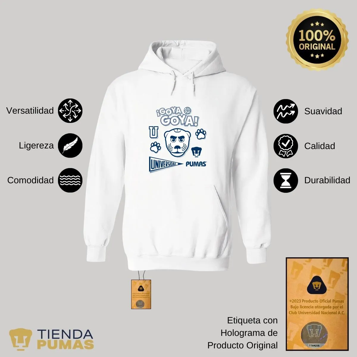 Sudadera Mujer Hoodie  Pumas UNAM Goya Universidad