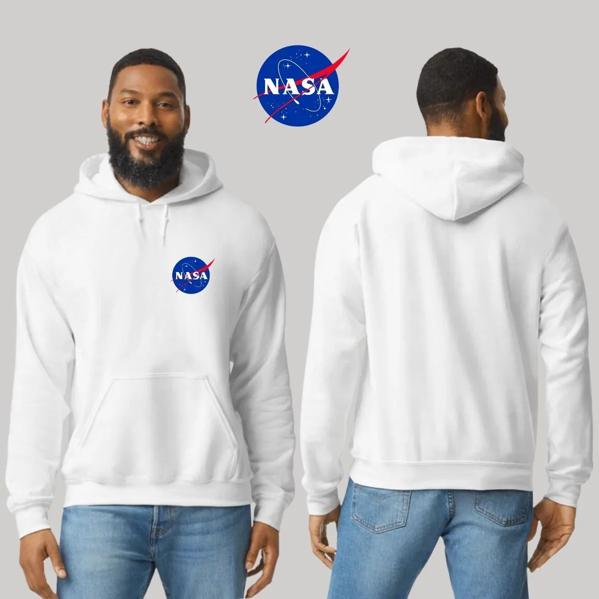 Sweater Suéter Hombre Hoodie Nasa Logo Espacial Escudo