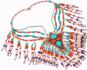 Turquoise Lapis Lazuli Nepal Multi-Strand Necklace