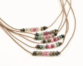 Watermelon Tourmaline Bohemian Necklace