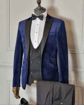 White Lable Velvet Tux Jacket - Blue