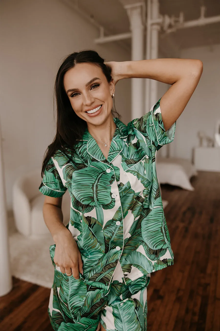 Women's Green Banana Leaf Pajamas