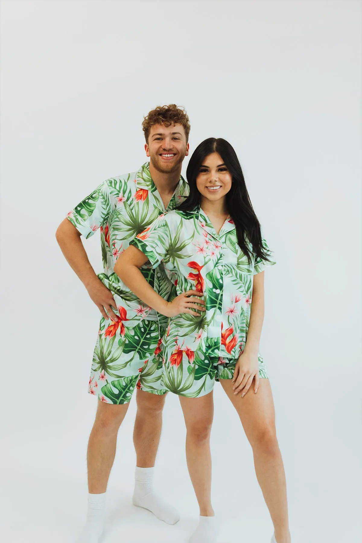 Women's Mint Tropical Shorts Set